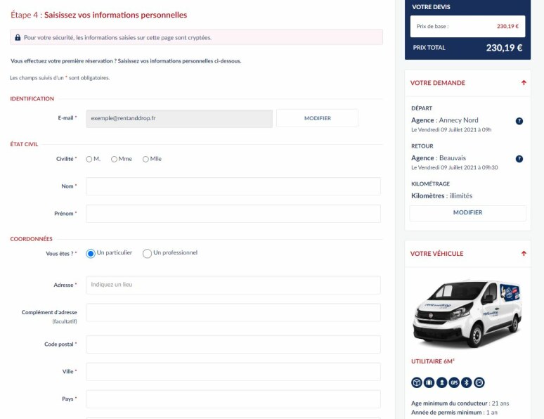 Réservation Camion Rent and Drop